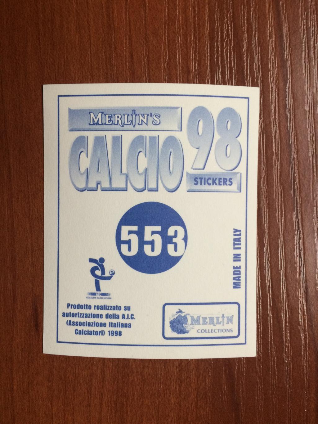 Наклейка MERLIN Итальянский Футбол 1997-1998 Treviso emblem № 553 1