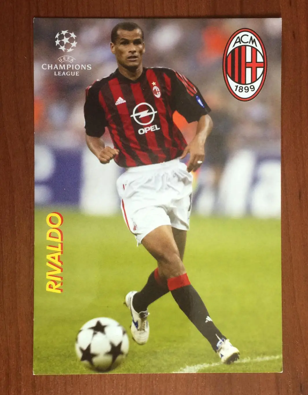 Открытка Ривальдо Милан Италия серия в Мире Футбола 1