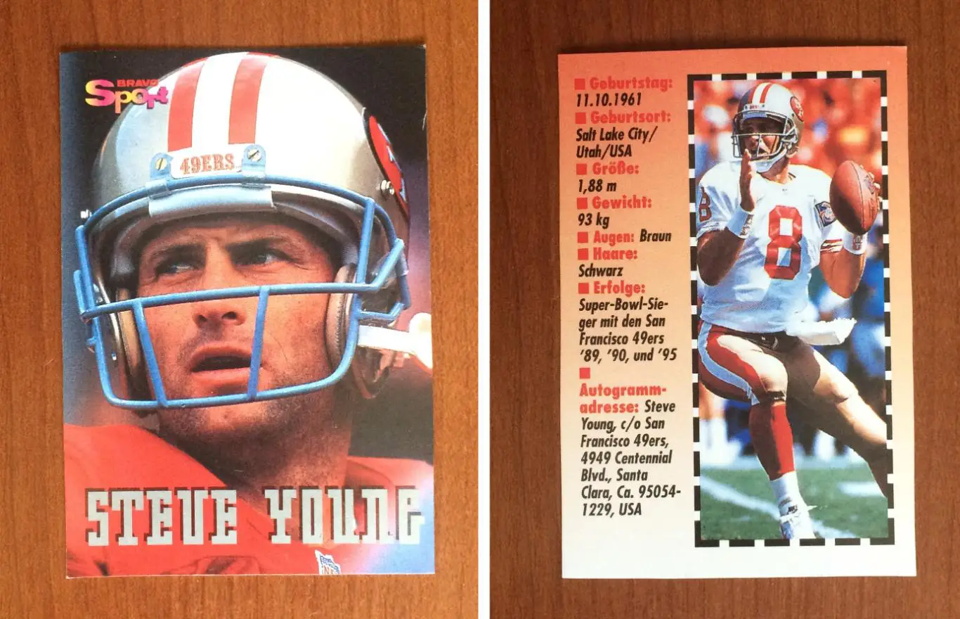 Карточка Steven Young Стив Янг Американский футбол