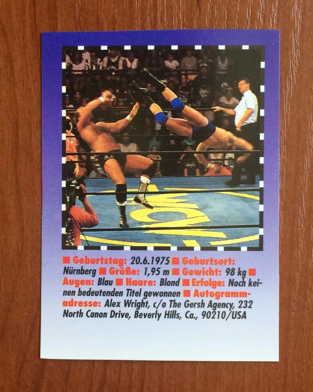 Карточка Alex Wright Алекс Райт рестлер 2