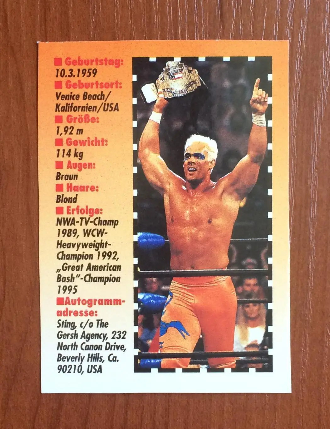 Карточка Sting Стинг рестлер 2