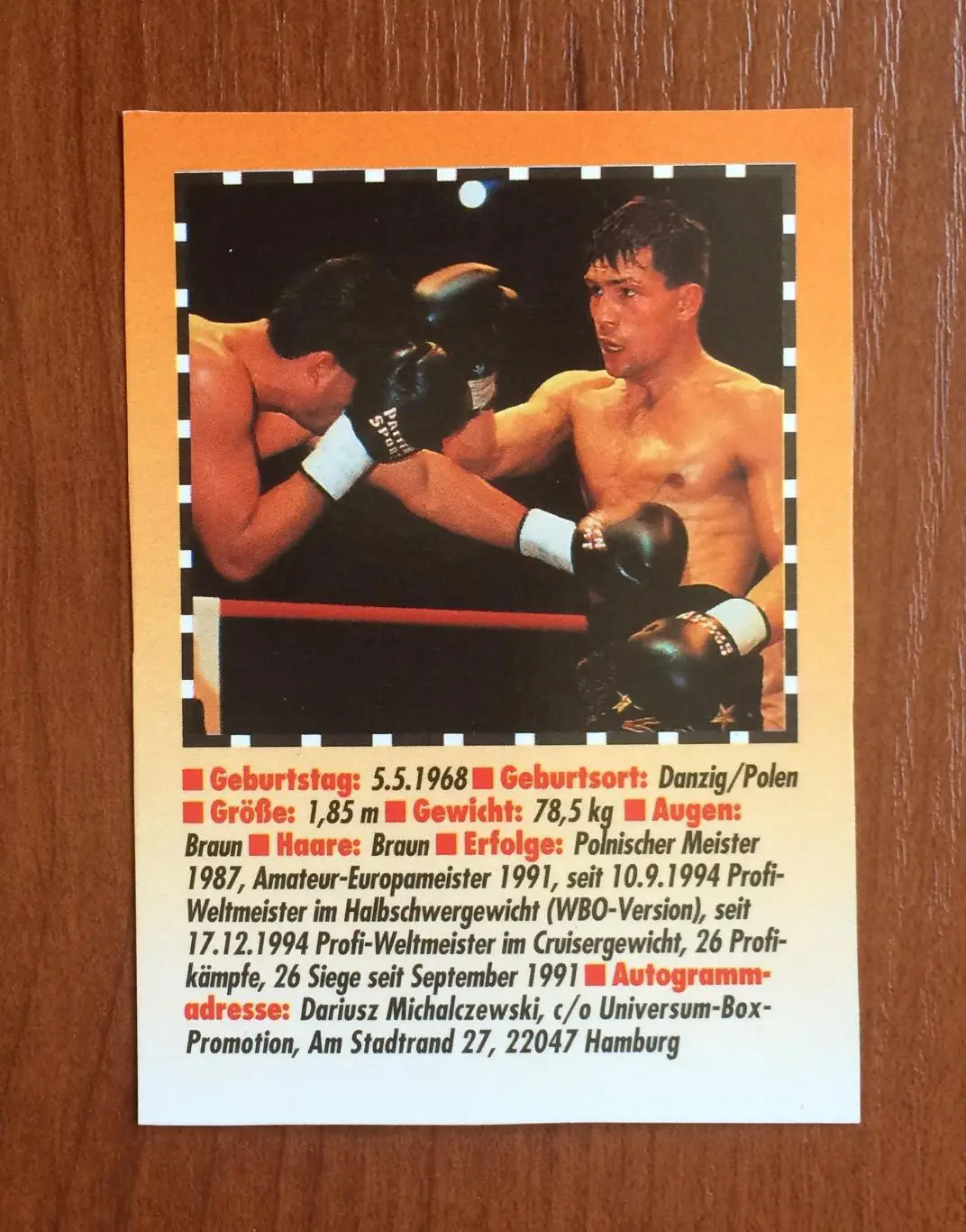 Карточка Dariusz Michalczewski Дариуш Михальчевский Бокс 2