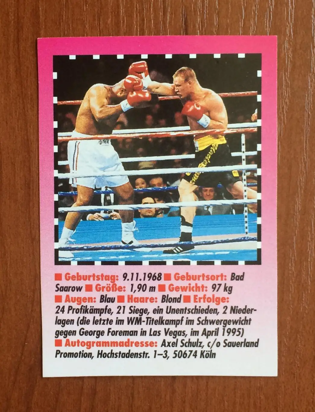 Карточка Axel Schulz Аксель Шульц Бокс 2