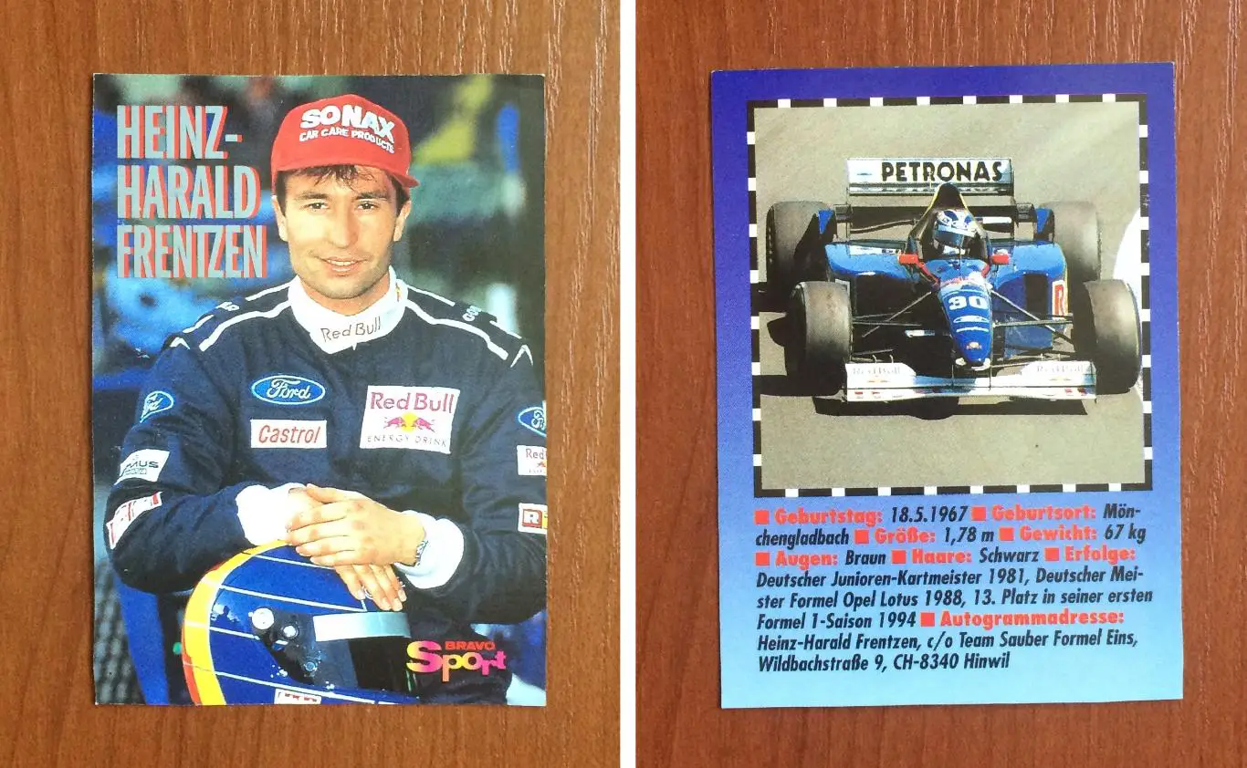 Карточка Heinz Harald Frentzen Хайнц Харальд Френтцен Формула 1