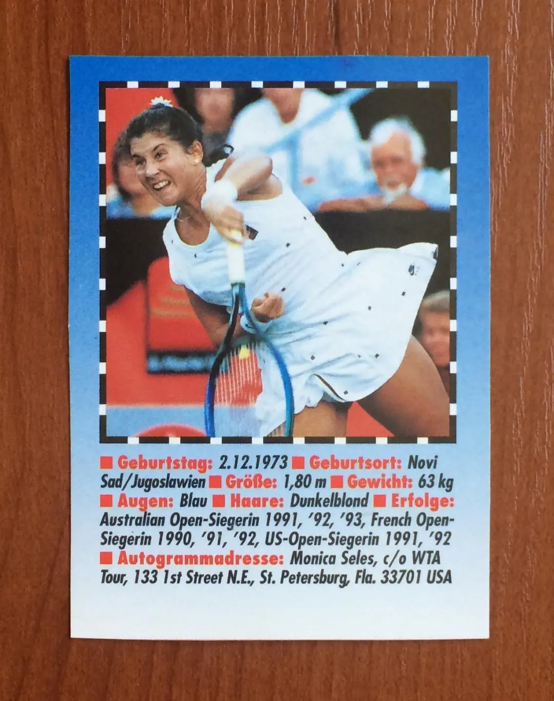 Карточка Monica Seles Моника Селеш Большой теннис 2