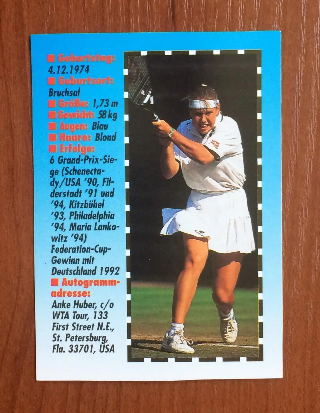 Карточка Anke Huber Анке Хубер Большой теннис 2