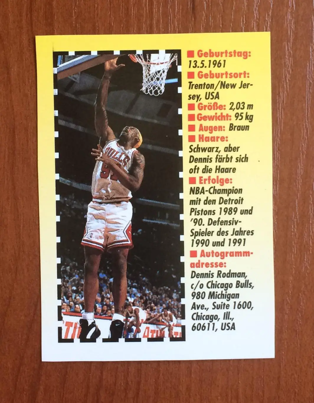 Карточка Dennis Rodman Деннис Родман Баскетбол 2