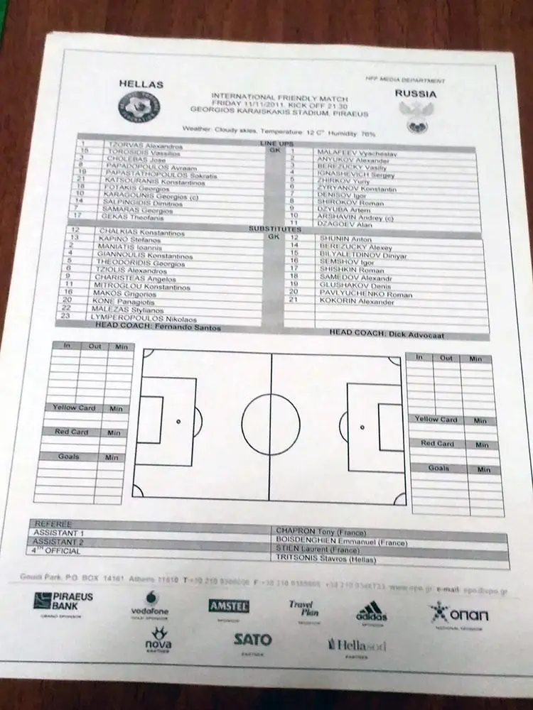 2011 Греция - Россия старт лист АНГЛ