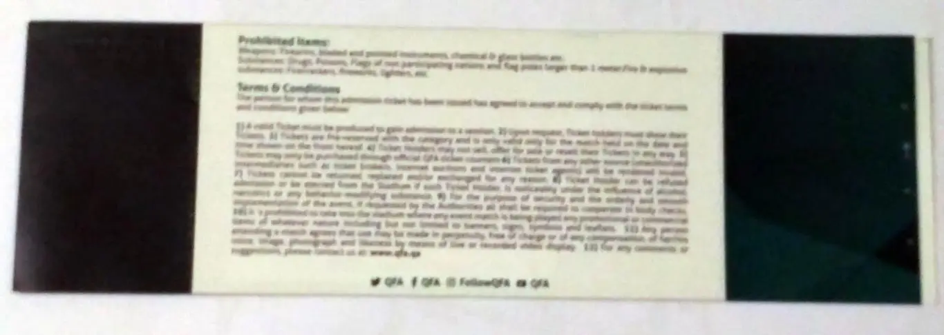 2016 Катар-Россия билет QATAR-RUSSIA Full ticket 1