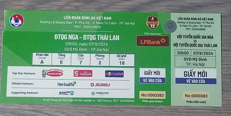 2024 Тайланд - Россия БИЛЕТ ticket Thailand - Russia МАТЧ ОТМЕНЁН