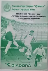 ТОРПЕДО Москва - РОТОР Волгоград 2001 официальная программа