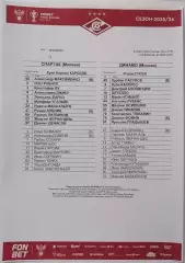 СПАРТАК Москва - ФК ДИНАМО Москва 2026 оф. протокол КУБОК