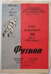 УРАЛМАШ УРАЛ СВЕРДЛОВСК ЕКАТЕРИНБУРГ - ЛОКОМОТИВ ЧЕЛЯБИНСК 1963 оф. программа