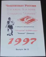 СПАРТАК-ДУБЛЬ Москва - ФК ХИМКИ 1997 программа