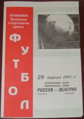 Сборная РОССИЯ - ВЕНГРИЯ 1993 официальная программа