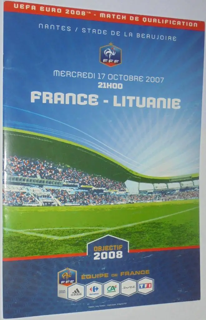 Сборная ФРАНЦИЯ - ЛИТВА 2007 официальная программа