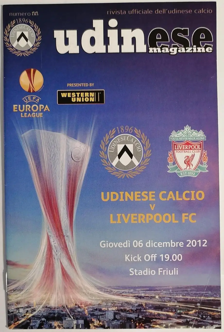 УДИНЕЗЕ Италия - ЛИВЕРПУЛЬ Англия 2012 официальная программа ЛИГА ЕВРОПЫ УЕФА