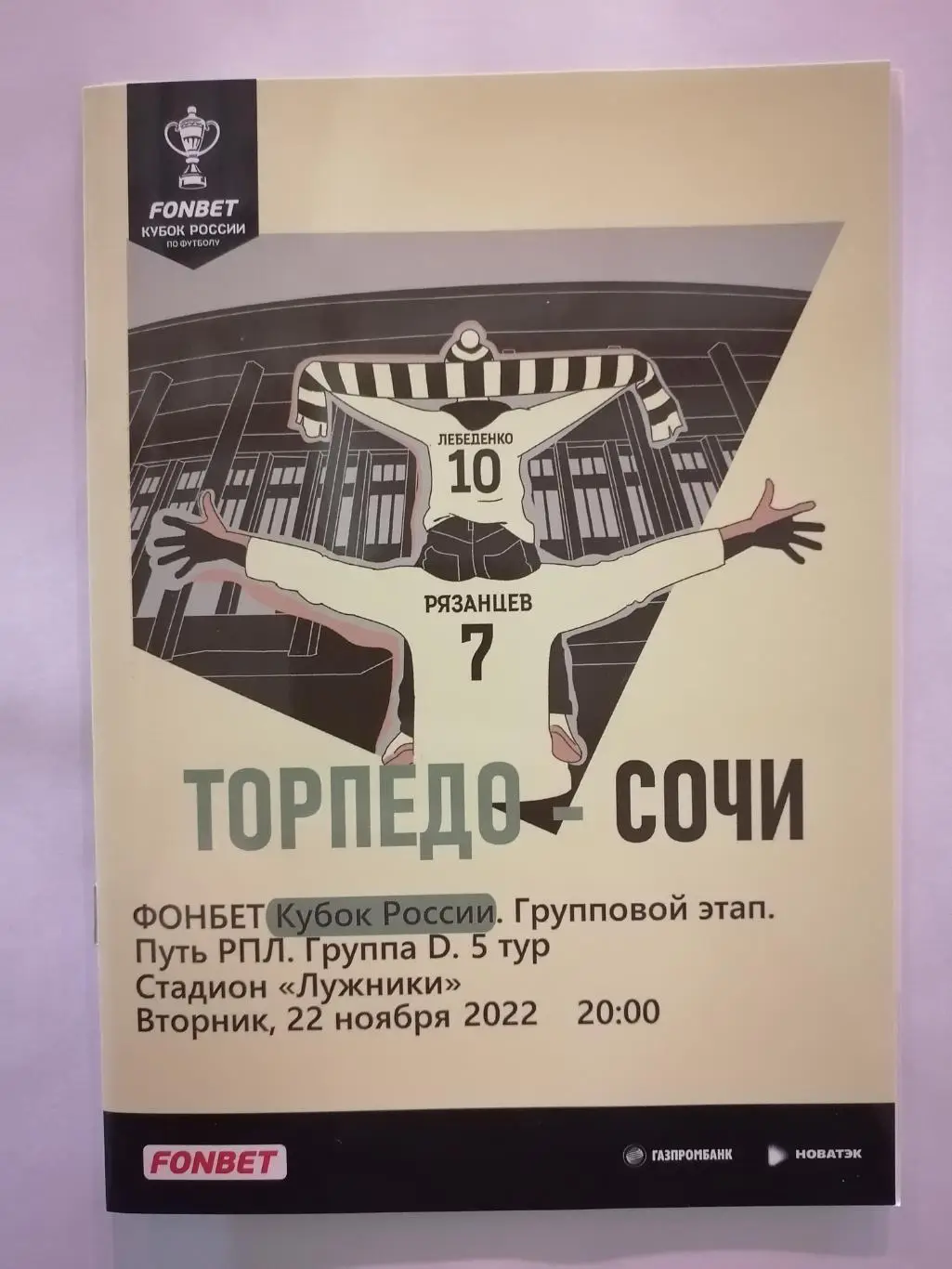 ТОРПЕДО Москва - СОЧИ 22.11. 2022 оф. программа Кубок