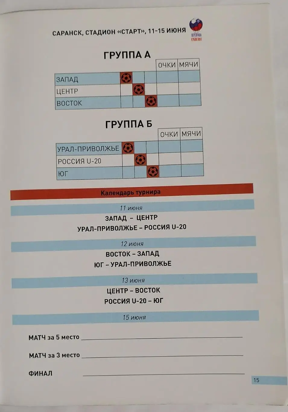 КУБОК ПФЛ ПЕРЕПРАВА 2019 Сборная РОССИЯ U-20 официальная программа 1