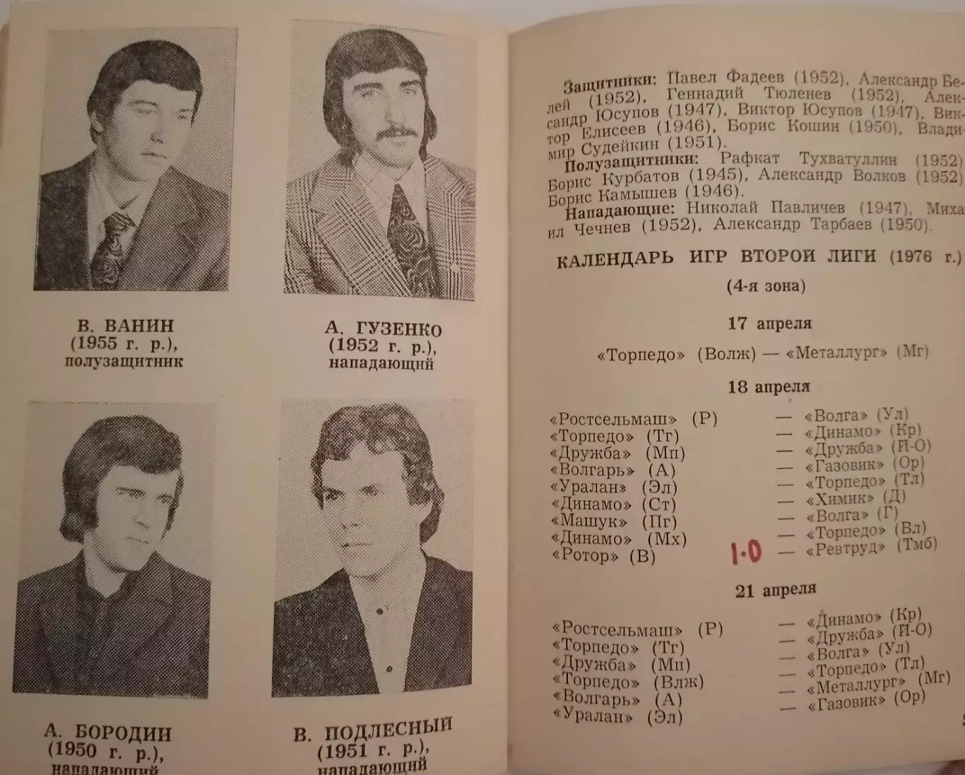ВОЛГОГРАД РОТОР 1976 календарь-справочник 2