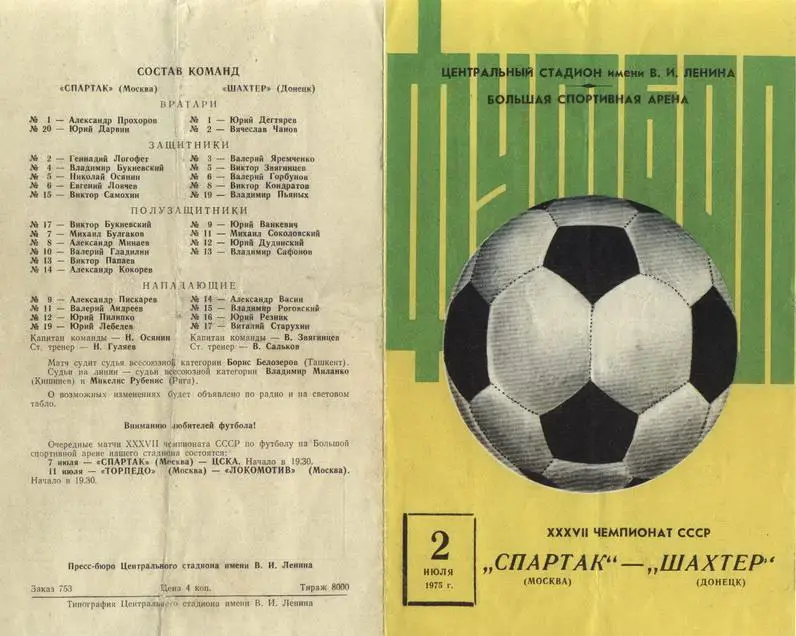 Спартак Москва 1975. 1