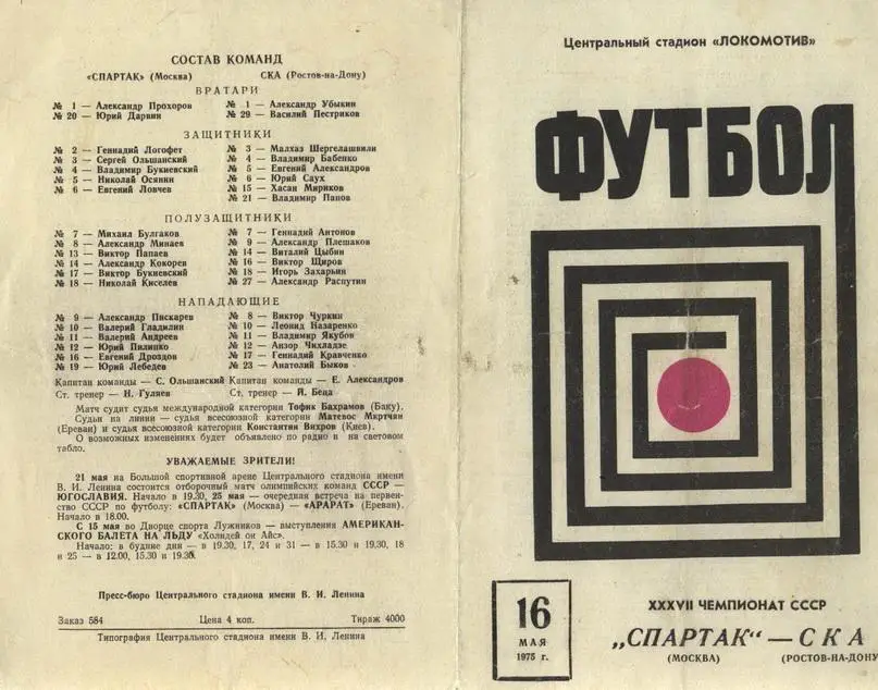 Спартак Москва 1975. 2
