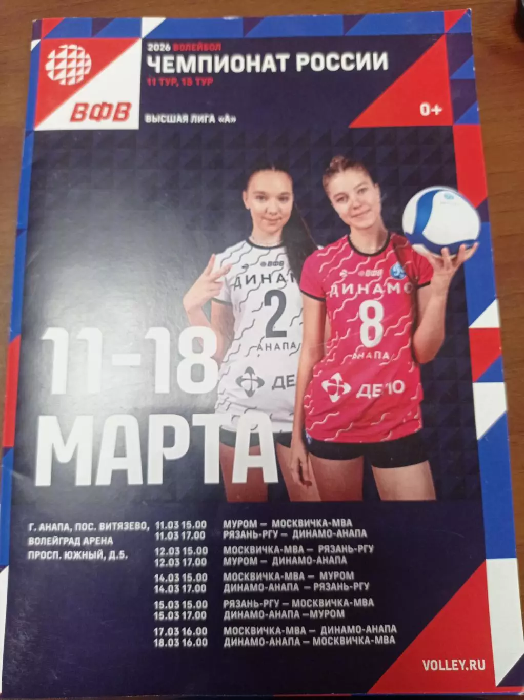 2026 Динамо - Анапа, Муром, Москвичка-МВА Москва, Рязань - РГУ