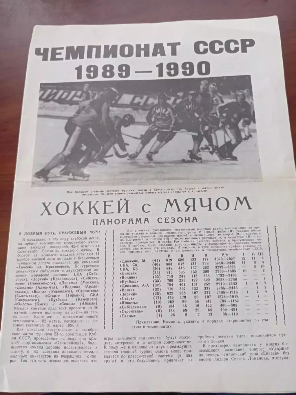 Хоккей с мячом чемпионат СССР 1989-1990