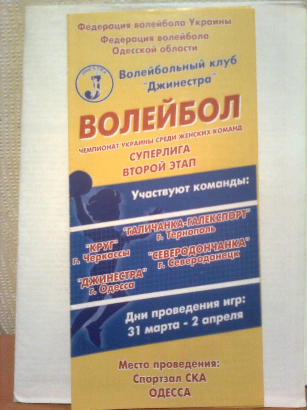 Чемпионат Украины.Суперлига.2-й этап. 31 марта-2апреля2006 год.