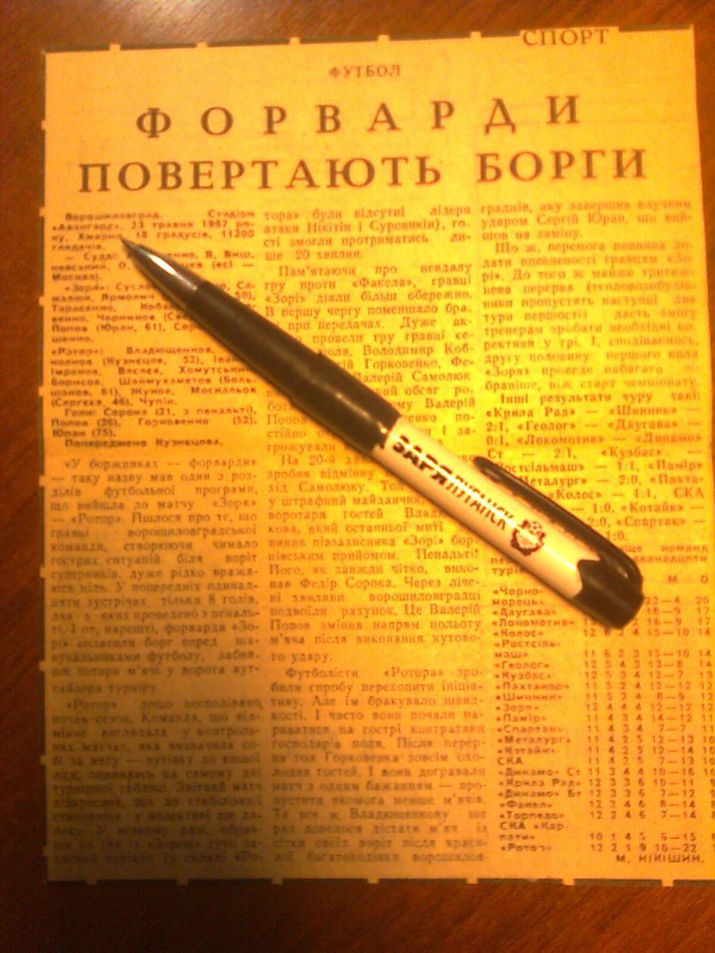 Отчёт о матче Заря(Вор-град)- Ротор(Волгоград) 1987 год