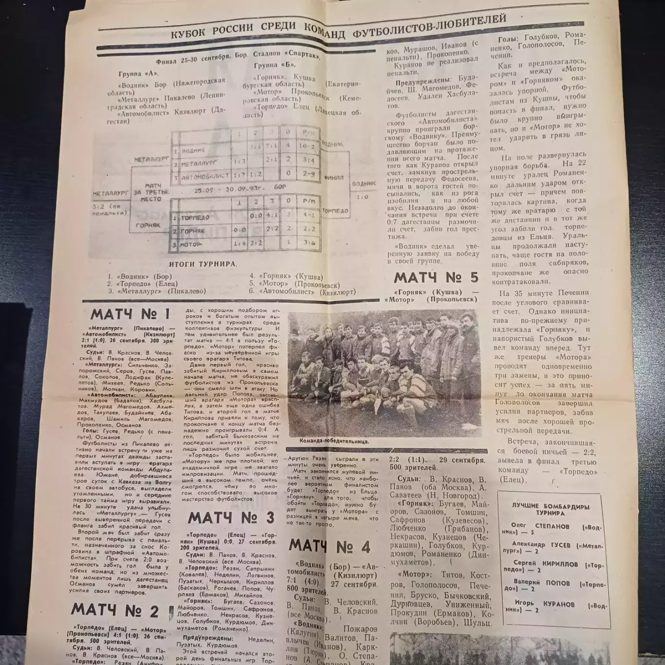 Турнир Бор 1993/ Елец Пикалево Кувша Прокопьевск