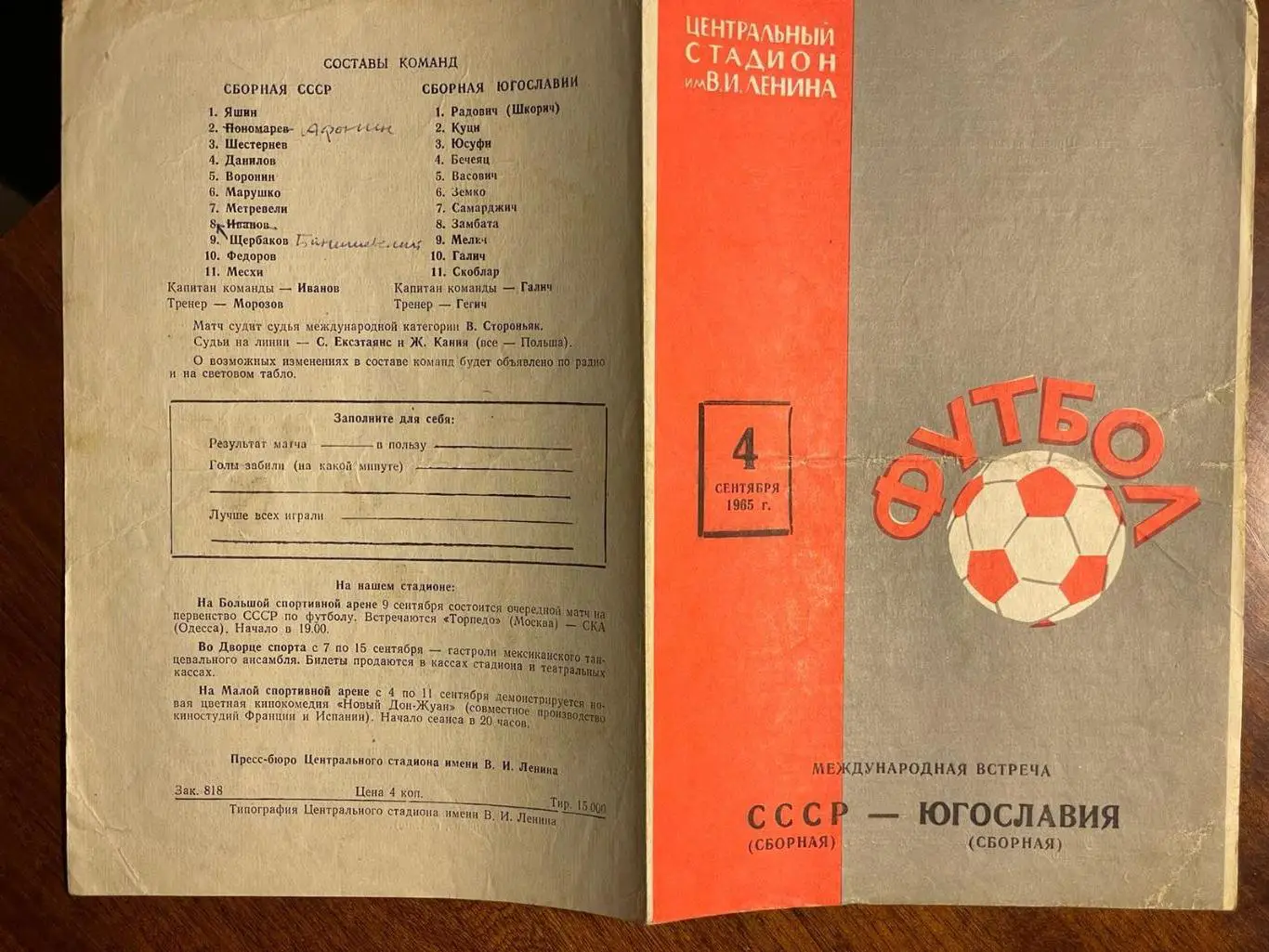 СССР - Югославия 1965