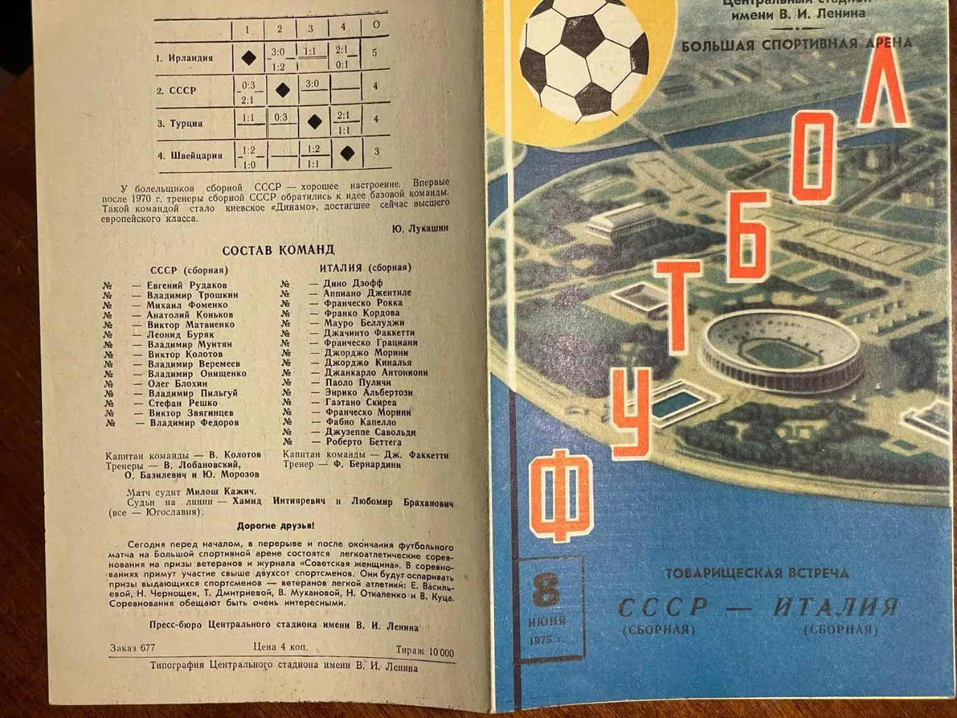 СССР - Италия 1975