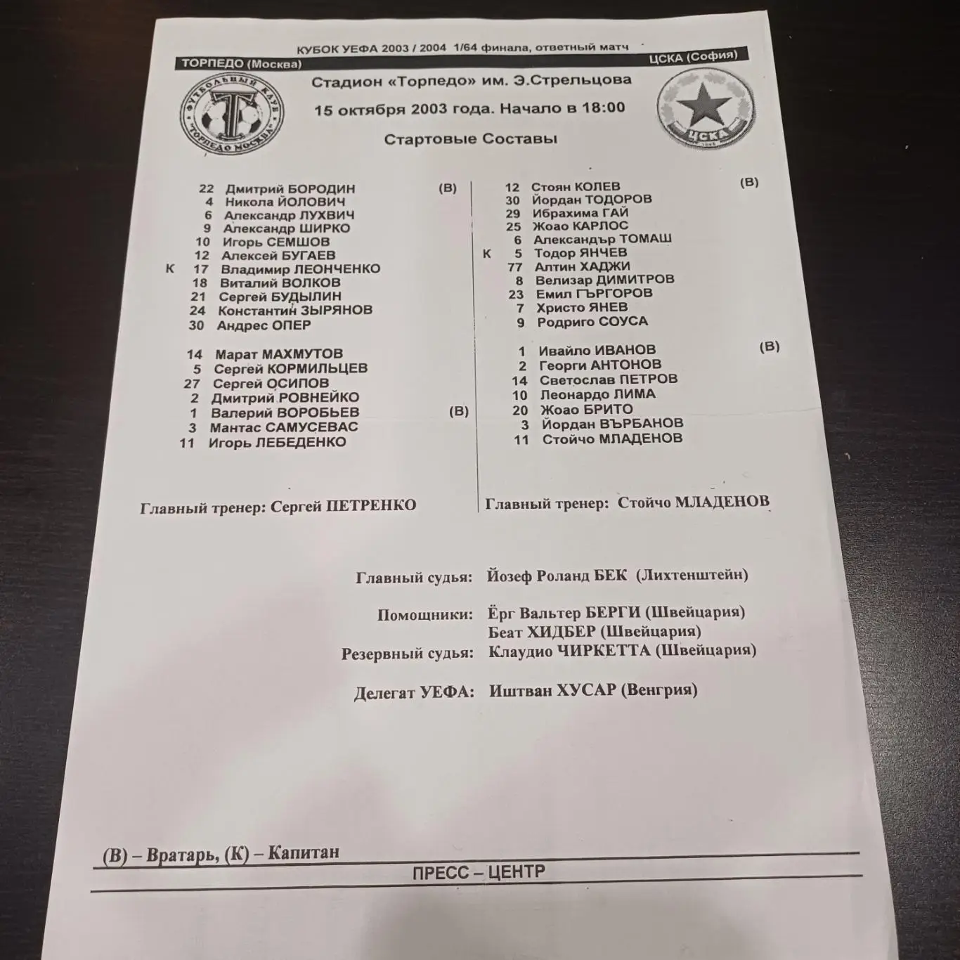 Торпедо - Цска (София) 2003