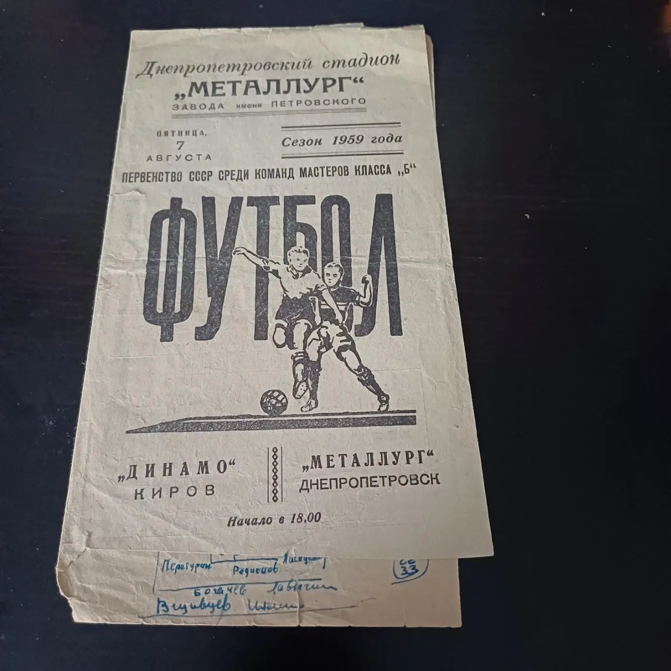 Металлург (Днепропетровск) - Динамо (Киров) 1959