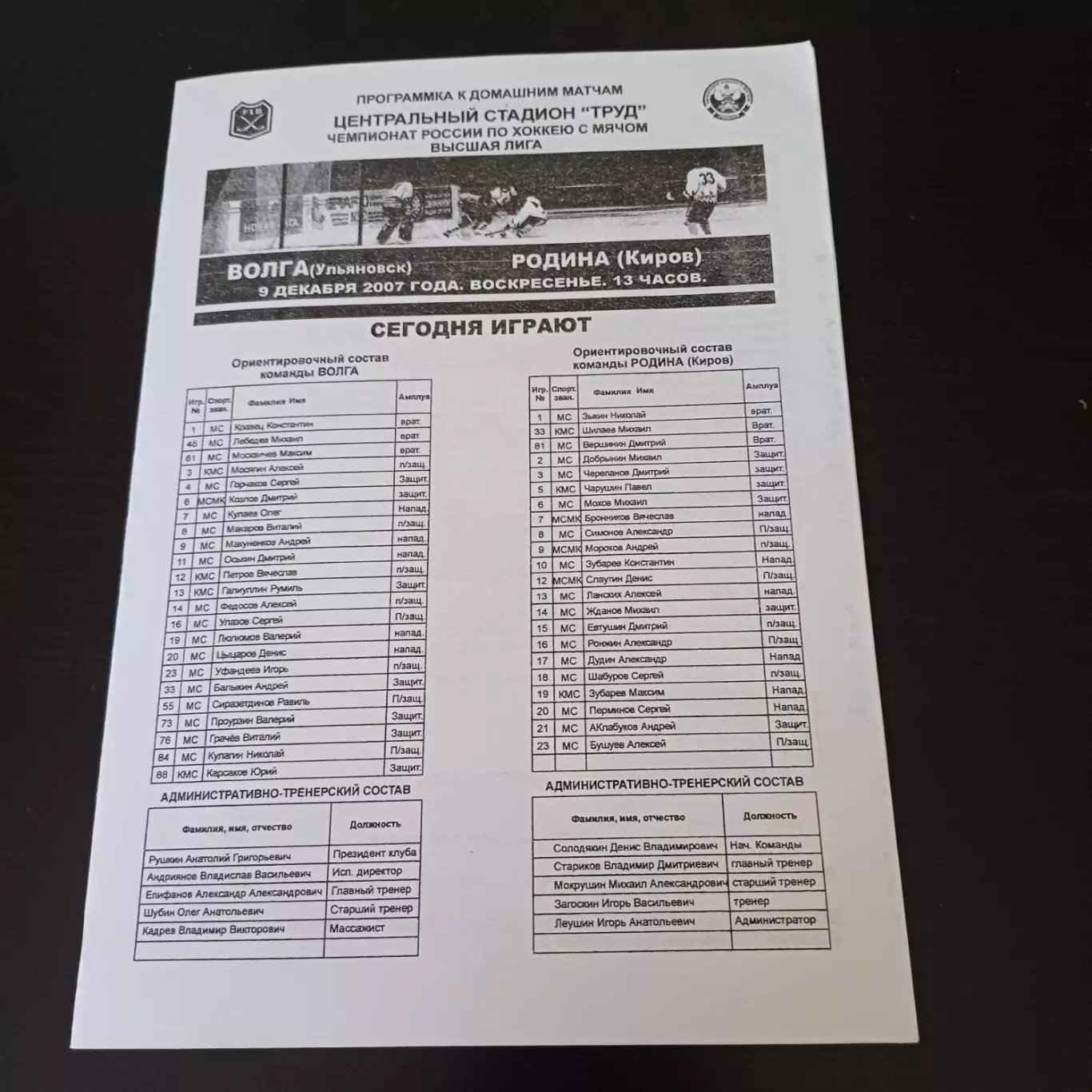 Волга (Ульяновск) - Родина (Киров) 2007