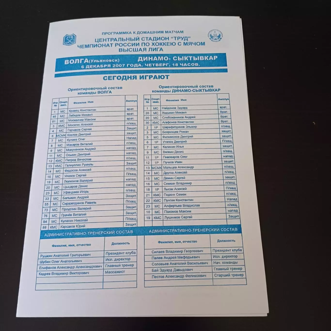 Волга (Ульяновск) - Динамо (Сыктывкар) 2007