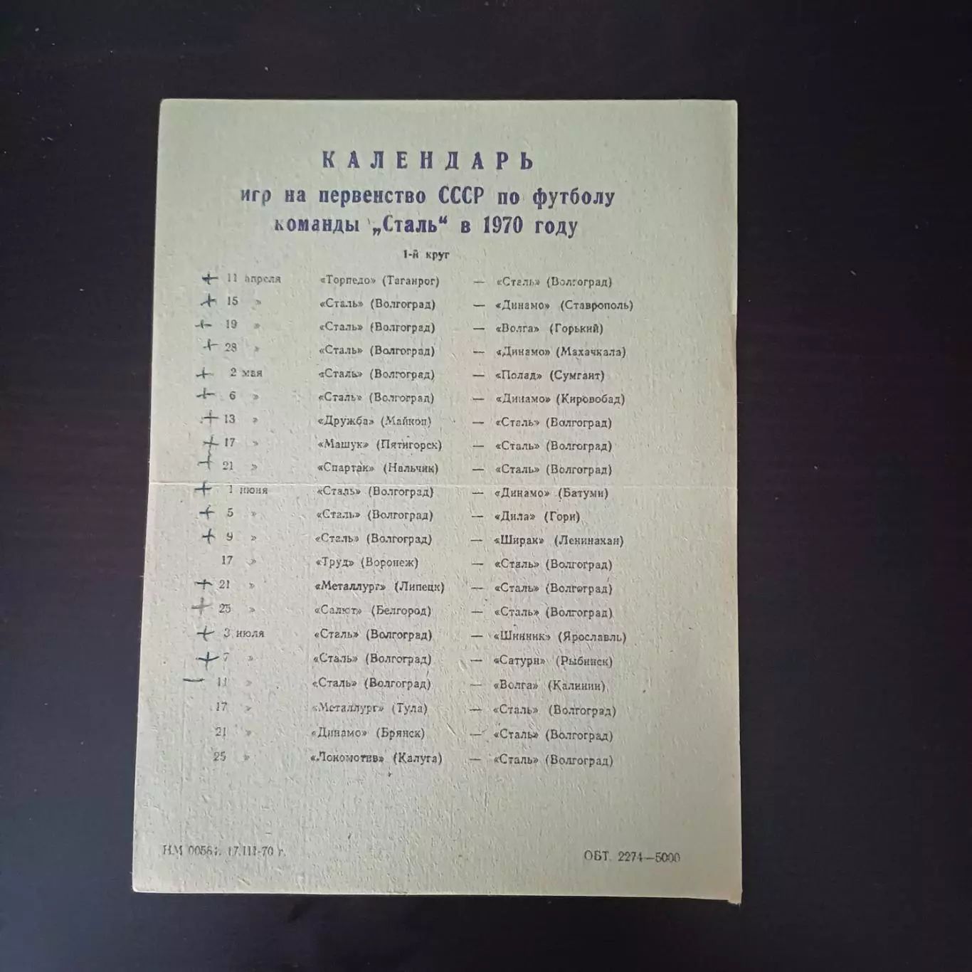 Сталь (Волгоград) 1970