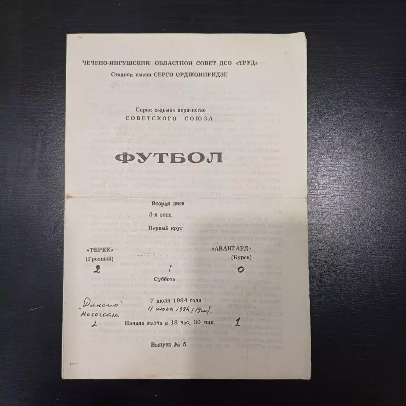 Терек - Авангард (Курск) 1984