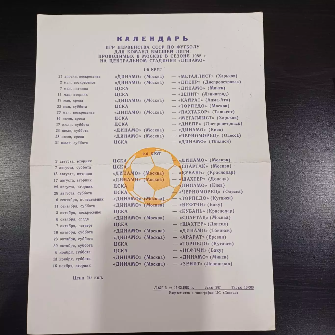 1982/Цска Динамо (Москва) Спартак Зенит Торпедо