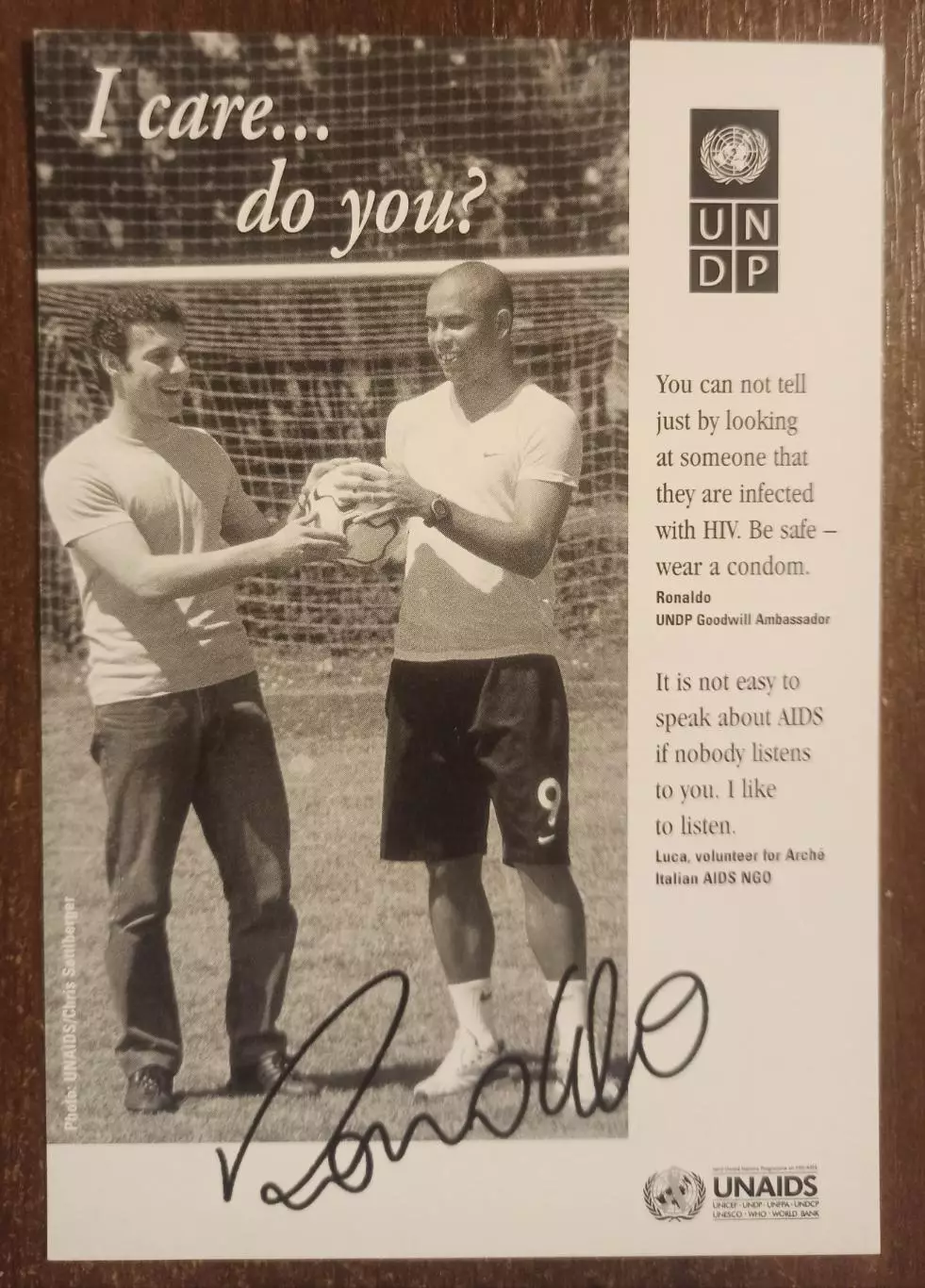 Роналдо (Зубастик) сборная Бразилии, Барселона - автограф на открытке