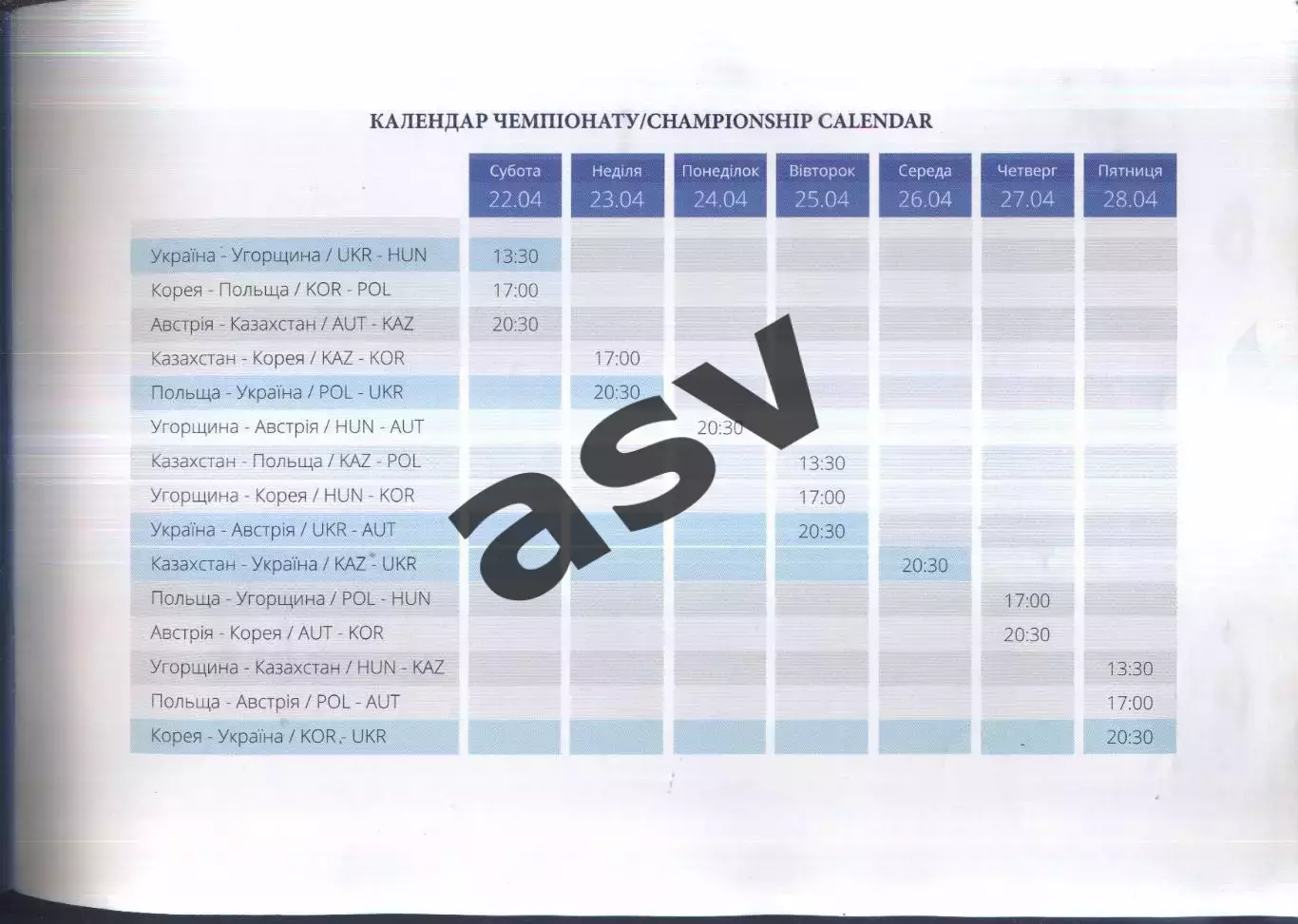 Чемпионат Мира I дивизион группа А — 22-28.04.2017 Киев 1