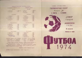 Химик Гродно - Машиностроитель Тула — 18.04.1974