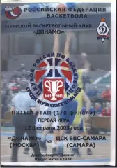 Динамо Москва - ЦСК ВВС-Самара — 12.02.2003 1/8 финала 1 матч.