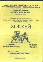 Химик Воскресенск - ЦСКА — 25.03.2002