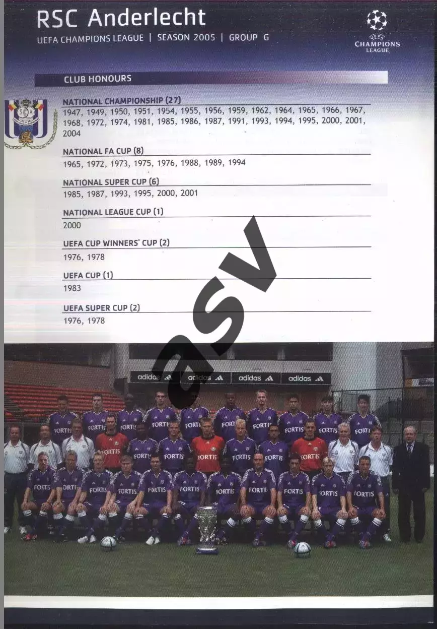 2004 /2005 Андерлехт Бельгия Лига Чемпионов