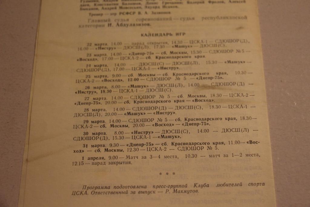 10-й всесоюзный юношеский турнир памяти Всеволода Боброва 1990г 1