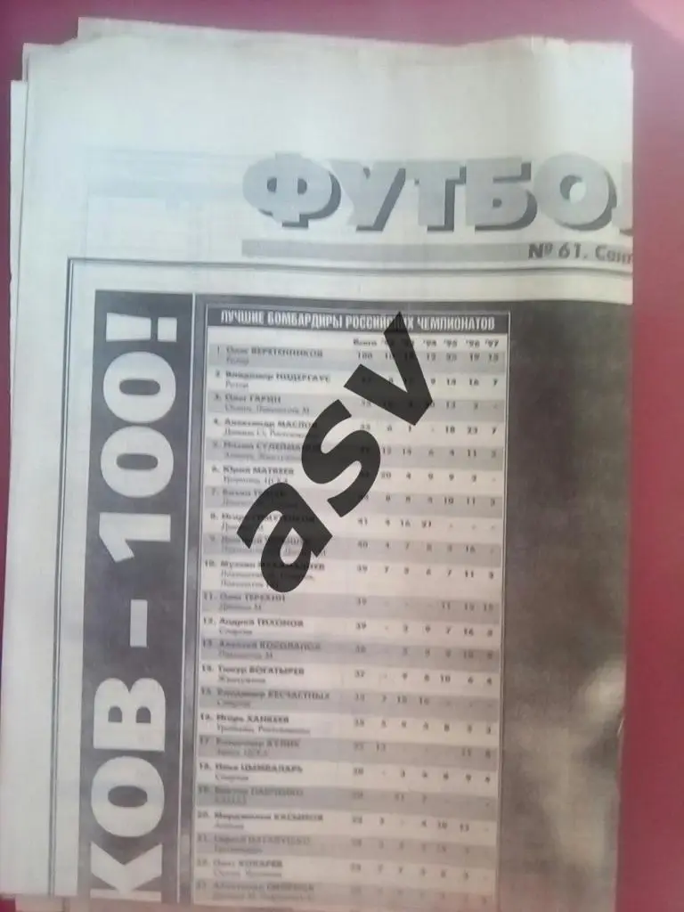 Спорт Экспресс. Футбол от СЭ № 61 1997