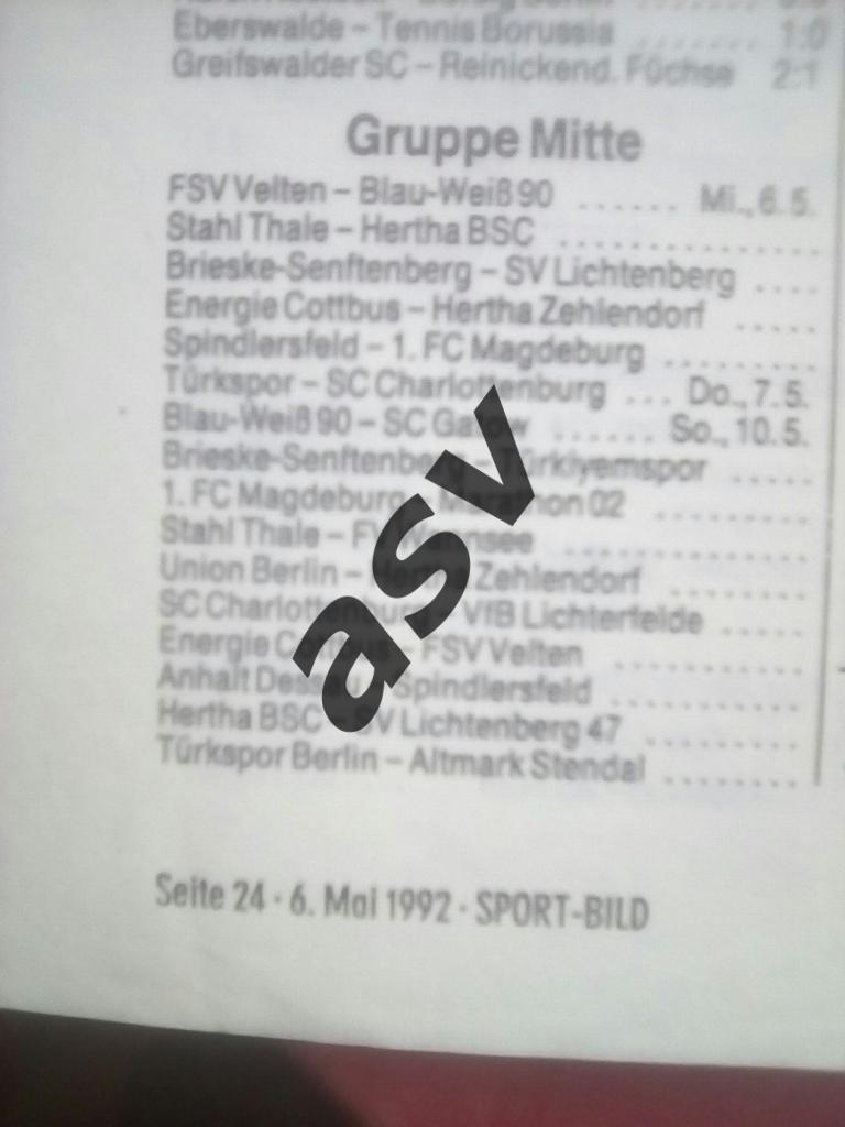 1991/92 Германия и Международный футбол к 06.05.1992.