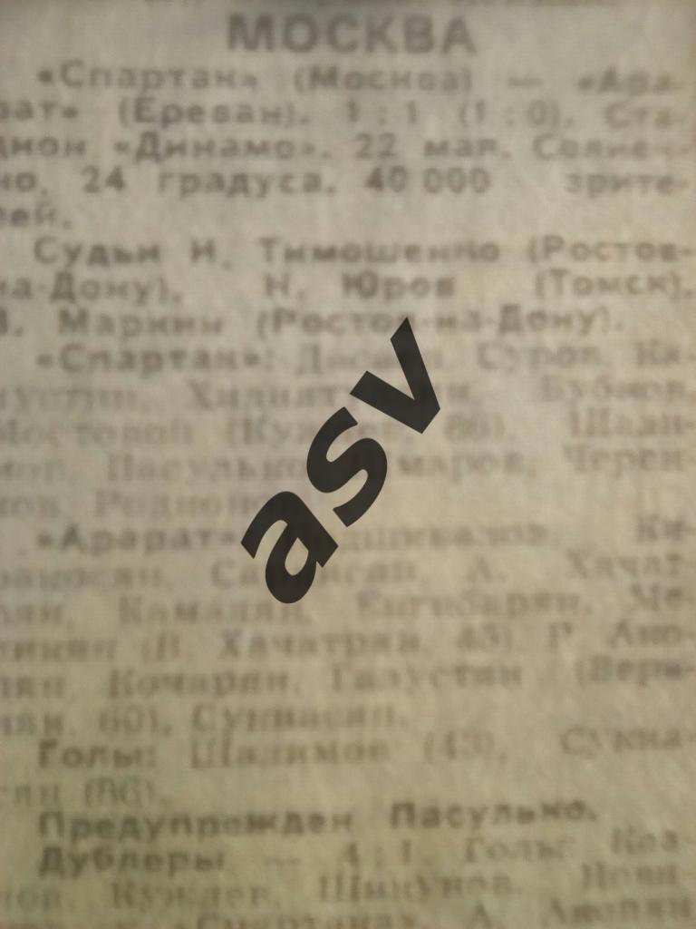 Спартак Москва - Арарат Ереван 22.05.1988